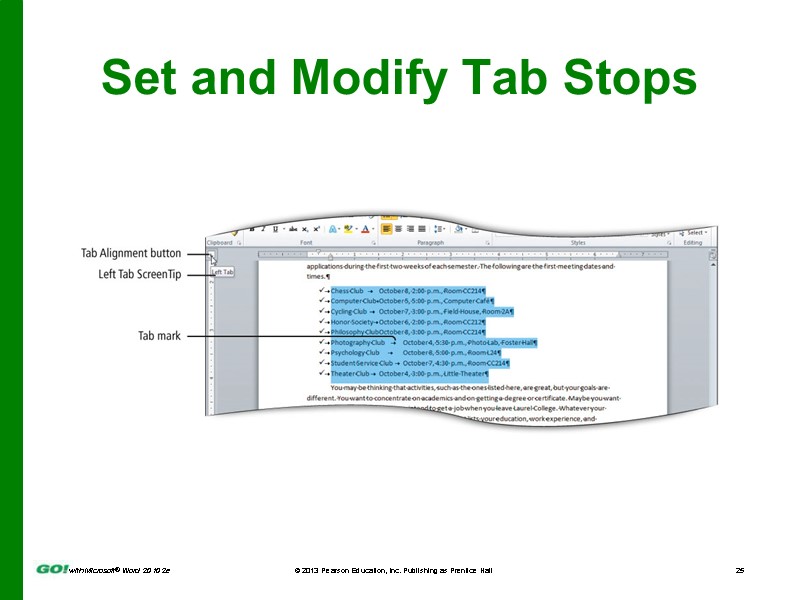 Set and Modify Tab Stops